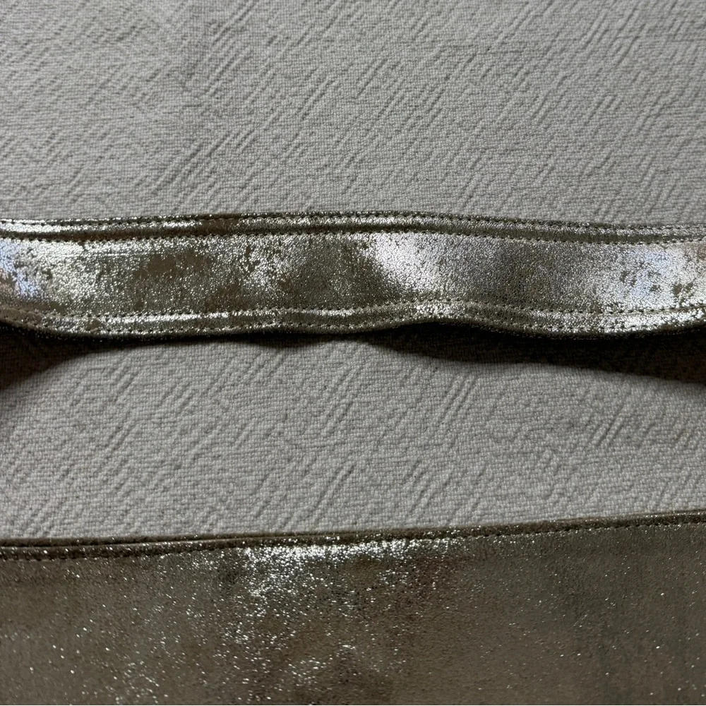 CoFi Leather Brushed Gold Metallic Hobo Bag Festival Boho